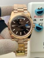 DD 2836/3255 Movement Rose Gold with Black Dial President Band Fluted Bezel Rolex Watch